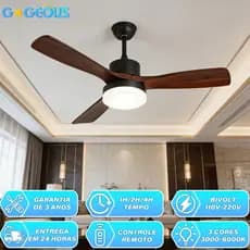 110V-220V Ventilador de Teto com Lâmpada e com Controle 42/48/52in Motor CC Reversível Silencioso 3 Cores em 1 Bivolt 11