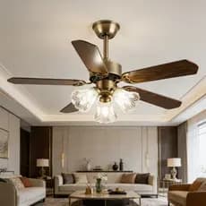 Ventilador de Teto com Luz 110V-220V 42/48 Polegadas Motor CC Reversível Silencioso Controle Remoto 3 Cores de Luz