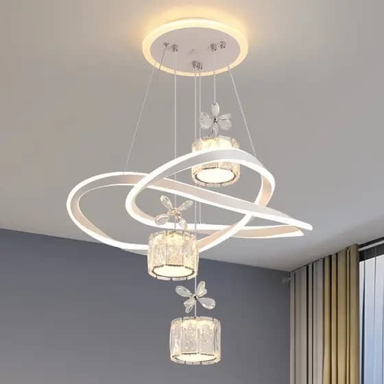 Lustre de Teto Luxuoso Moderno Bivolt 110V-220V LED 3 Cores com Controle Remoto para Cozinha