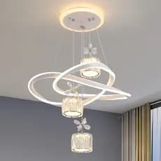Lustre de Teto Luxuoso Moderno Bivolt 110V-220V LED 3 Cores com Controle Remoto para Cozinha
