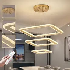3 Cores（110V-220V）Lustre de teto luxo Moderno com controle remoto Lustre para Sala de jantar Sala Quarto