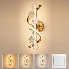 Luminária de Parede Moderna de Cristal Bivolt 110V-220V LED 3 Cores para Corredor Sala Quarto Escadaria