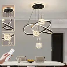 3 Cores（110V-220V）Lustre de teto luxo Moderno com controle remoto Lustre para Sala de jantar Sala Quarto Cozinha 15
