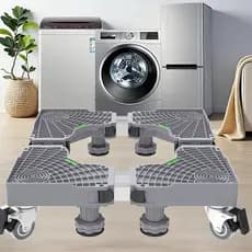 Suporte Para Geladeira / Maquina De Lavar E Fogão Inox Com Rodinhas Base Móvel Flexível Carrinho