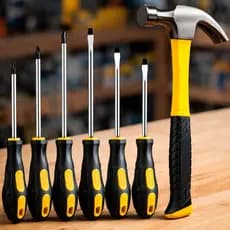 Kit Ferramentas 7 pçs Jogo de Chave Fenda Philips e Martelo Unha Cabo Emborrachado