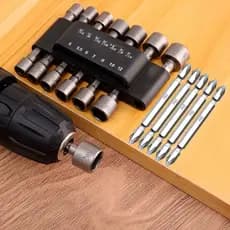 Kit de Jogo de Bits e Soquete Canhão para Parafusadeira 19 pçs