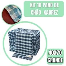Kit 2/4/10 Pano de Chão Xadrez Grande | Já Lavado Não Encolhe | Alta Absorção e Resistência