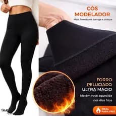 KIT 2 Meia Calça Térmica Peluciada Grossa Cintura Alta Inverno Confortavel Com Pé