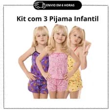 Kit 3 Pijama MICRO INFANTIL Baby Doll Estampado Personagens Short Doll MICROFIBRA