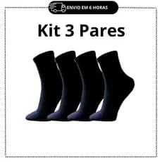 kit 3 pares de meia CANO ALTO PRETO Sport