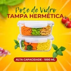 Conjunto De 2 Potes De Vidro De Marmita Hermético 1 Litro