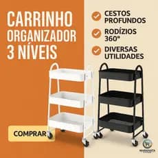 Prateleira de Metal Multiuso 3 Andares com Rodinhas – Organizador Versátil e Resistente