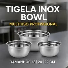 Tigela Inox Bowl Cozinha Multiuso Profissional 18cm a 28cm Salada Massa Mistura Resistente