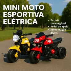 Mini Moto Infantil Elétrica Esportiva Bateria Recarregável Bivolt Com Som e Música