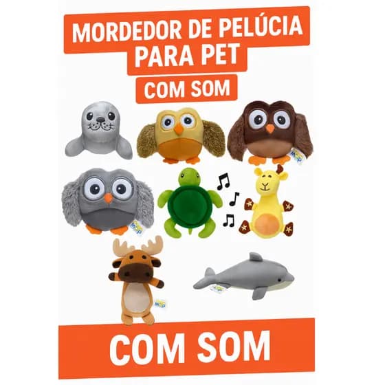 Mordedor Brinquedo de Pelúcia para Cachorro Pets com Sinal Sonoro - Divesos Modelos