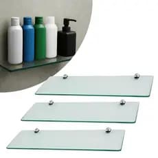 Kit 03 Porta Shampoo Suporte De Banheiro Shampoo Reto Vidro 6mm