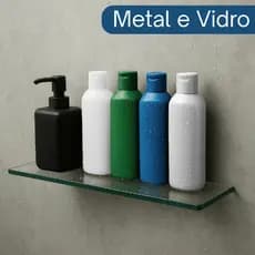 Prateleira de Vidro Porta Objetos 40cm com Fixação Dupla de Parede Multiuso Porta Shampoo Reto