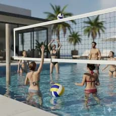 Rede de Biribol 5 Metros 4 Faixas + Bola de Vôlei Vai inflada Kit Rede Volêi de Piscina + Bola Biribol