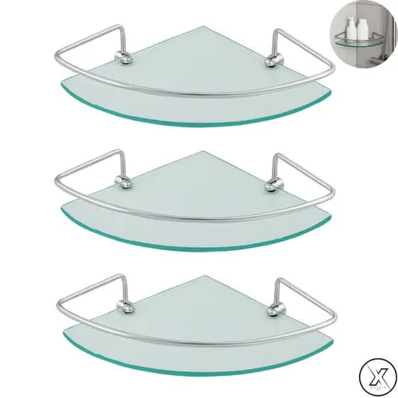 Porta Shampoo De Canto Luxo Prateleira Vidro Para Banheiro Ou Cozinha Organizador De Box
