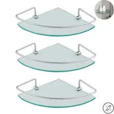 Porta Shampoo De Canto Luxo Prateleira Vidro Para Banheiro Ou Cozinha Organizador De Box