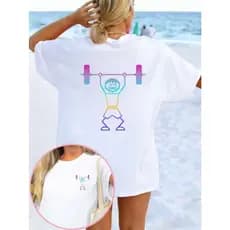 Camisa Feminina 100% algodão Academia Crossfit colorida  malha premium esportiva casual verão