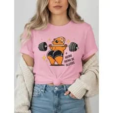 Camiseta Feminina T-Shirt 100% Algodão Capivara Treinando Glúteos Academia