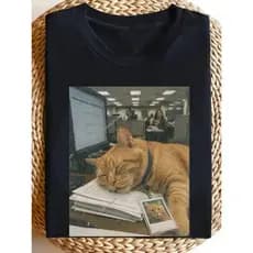 Camiseta 100% algodão Gatinha soneca