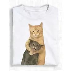 Camiseta lavável à máquina com estampa de briga de gatos, camiseta de marca retrô de alta qualidade, camiseta masculina,
