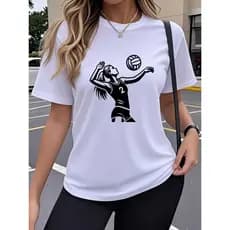 Camiseta Feminina T-Shirt Algodão Premium Estampa Jogadora Vôlei