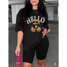 Camiseta Feminina 100% algodão 30.1 Premium Hello confortável Academia