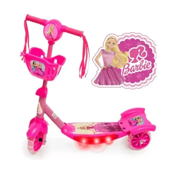 Patinete Infantil Menina Musical com Luzes LED 3 Rodas e Cesta - Lançamento Promocional