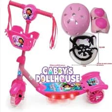 Patinete Meninas De 3 Rodas Gaby's Com Protecao Com LED E Música