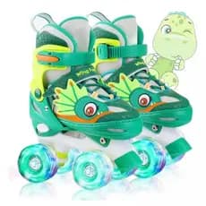 Patins Quad Infantil De 4 Rodas Verde Dinossauro Meninos Crianca Black Friday