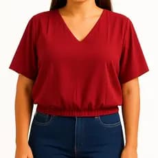 Blusa Feminina com elástico na cintura/Blusa feminina com  Gola  V / Blusa feminina Tecido Viscolinho