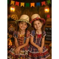Chapéu Caipirinha Infantil Feminino Festa Junina Palha Decorada Com Trancinhas Fantasia Arraiá Escolar