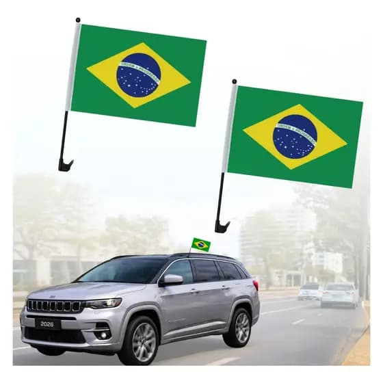 Kit 4 Bandeiras do Brasil para Retrovisor Automotivo Universal Torcedor Futebol Copa do Mundo