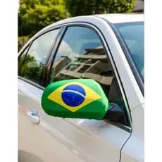 Kit Capa Retrovisor Brasil Universal para Carro Bandeira Verde Amarelo Copa Futebol Torcida Brasileira