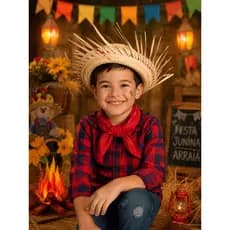 Chapéu de Palha Infantil Menino Festa Junina Caipira Decorado Para Quadrilha Escolar