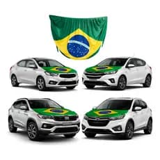 Capa para Capô de Carro Bandeira do Brasil Elástica Universal Torcida Futebol Copa do Mundo