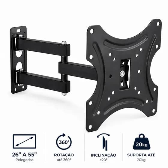 Suporte Fixo Para Tv Com Extensor E Rotação 360