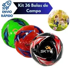 Kit 36 Bolas De Futebol Para Campo Tamanho 5 PVC Cores Sortidas