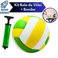 Bola De Vôlei E Bomba De Ar Portátil Manual Para Praia Quadra Diversão Jogo