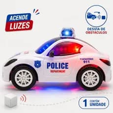 Carrinho de Policial Infantil Brinquedo a Pilha