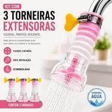 Kit 3 Bicos para Torneira Cozinha Extensor de Pia