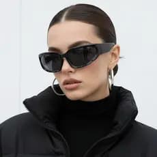 Óculos de Sol Y2K Unissex Preto Brilhante Unissex Esportivo Casual Moda Retrô UV400 Proteção