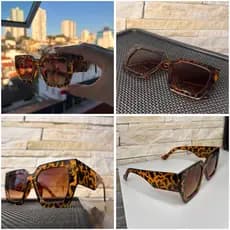Óculos de Sol Marrom Tartaruga Oncinha Feminino Armação Grossa Quadrada Retrô Moda 2025 UV400