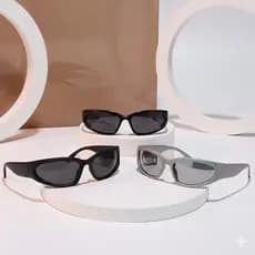 Kit 3 Óculos de Sol Y2K Unissex  Preto, Prata e Brilhoso Unissex Esportivo Casual Moda Retrô UV400 Proteção Streetwear
