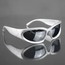 Óculos de Sol Y2K Prateado Unissex Esportivo Casual Moda Retrô UV400 Proteção Estilo 2000