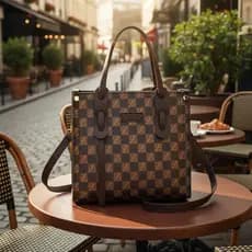 [Bolsa Retrô] Bolsa de ombro/transversal de luxo, bolsa tote em couro legítimo, bolsa com estampa color block, bolsa C1