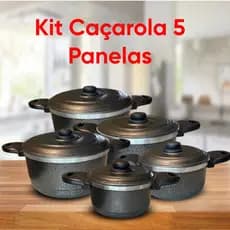Kit Caçarola Panela Craqueada Multiuso Aluminio com Tampa